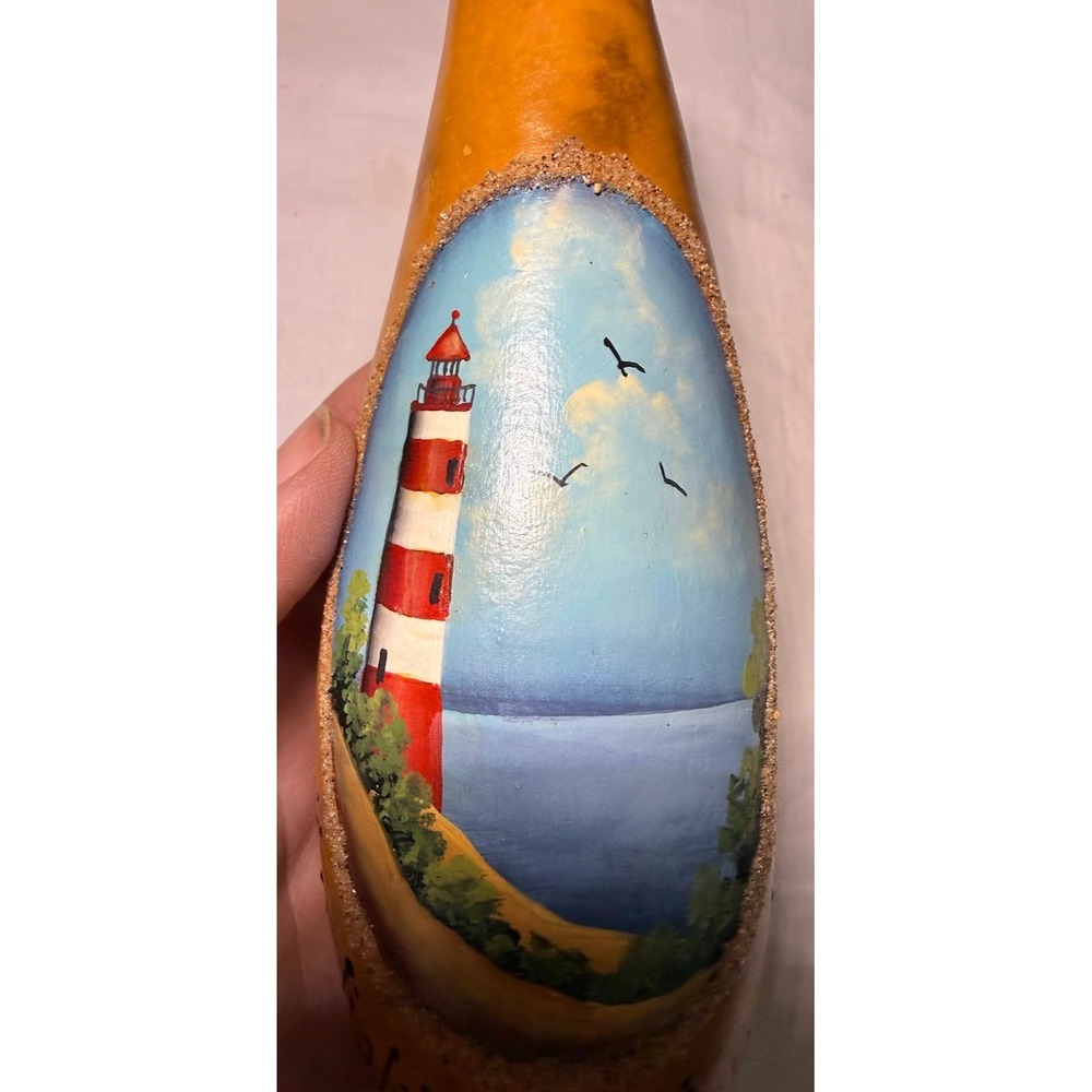 Hand Painted Gourd Sapelo Island, Lighthouse, Georgia and Bible Verse